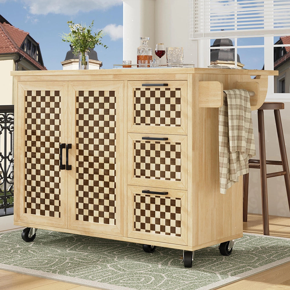 Isola cucina scacchi - Xylo - 120x45x92cm legno 3 cassetti