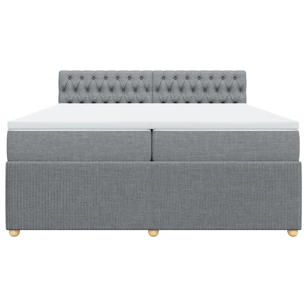 Giroletto a Molle con Materasso Grigio Chiaro 200x200cm Tessuto