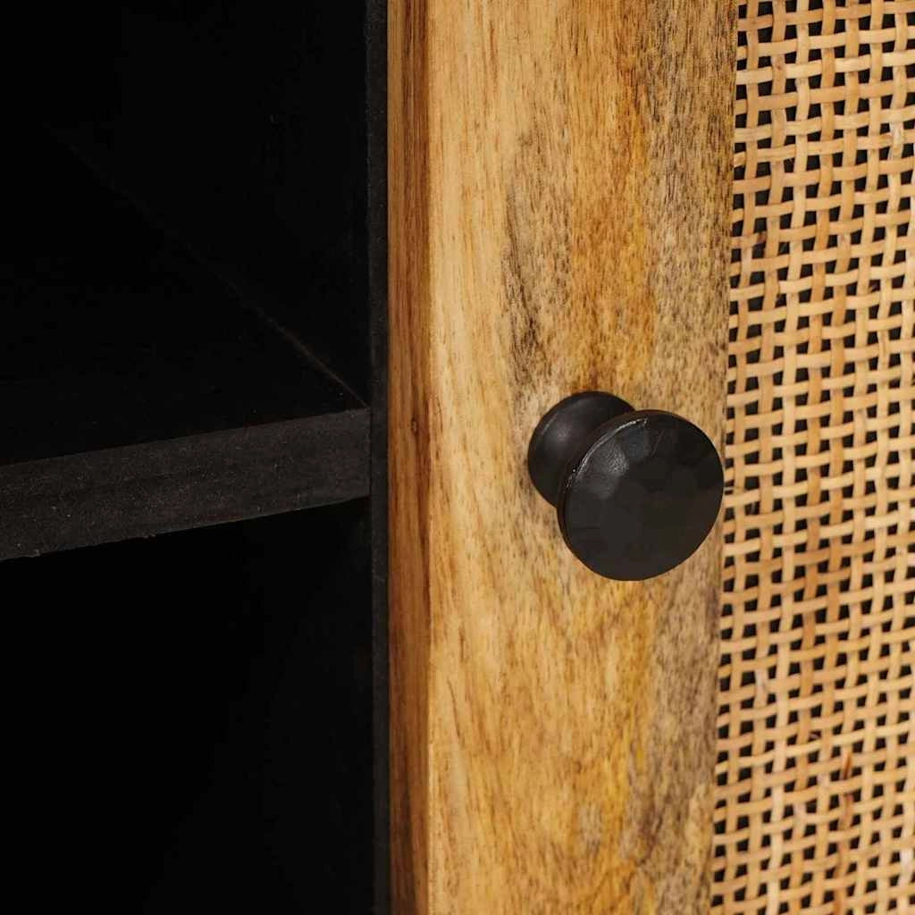 Elegante mobile porta TV con pratico contenitore 80 x 33 x 46 cm stile moderno legno massello di mango marrone 02_0057791