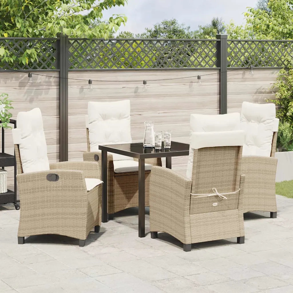 Set da Pranzo per Giardino con cuscino 5 pcs Beige polyrattan 3380394