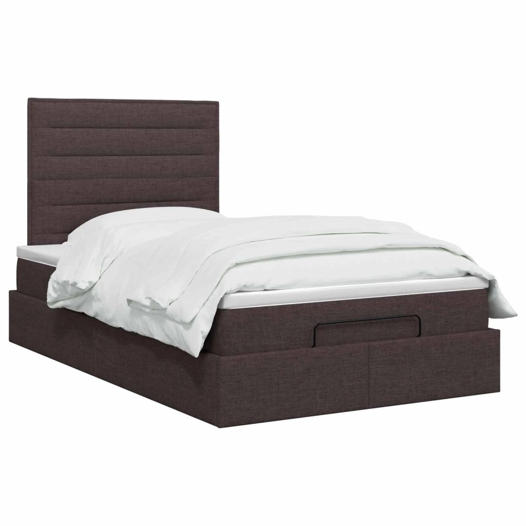 Letto ottomano con materasso Marrone Scuro 120 x 190 cm Tessuto 3457393