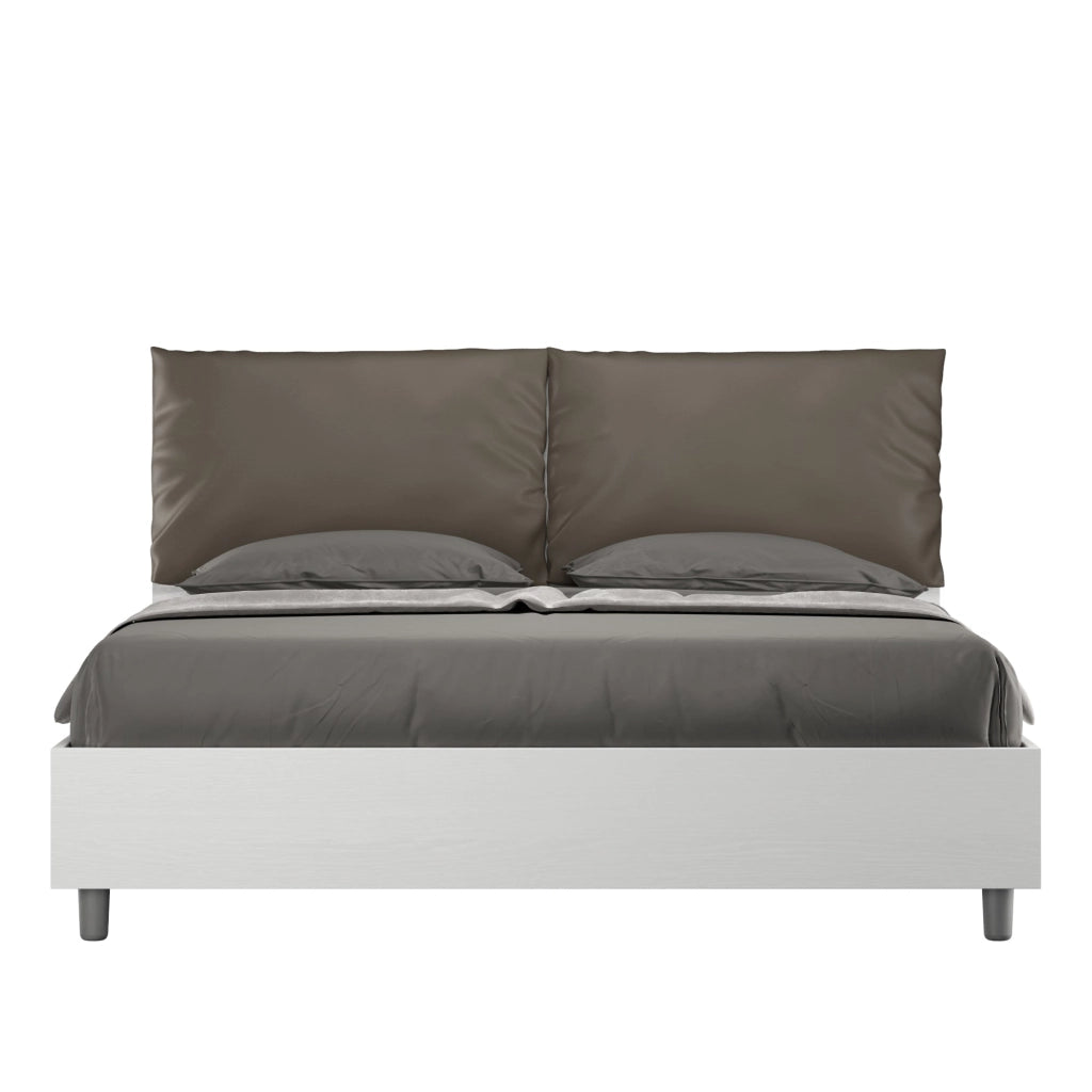 Letto Matrimoniale 160x190 cm con Rete e Contenitore Antea Egos Cappuccino