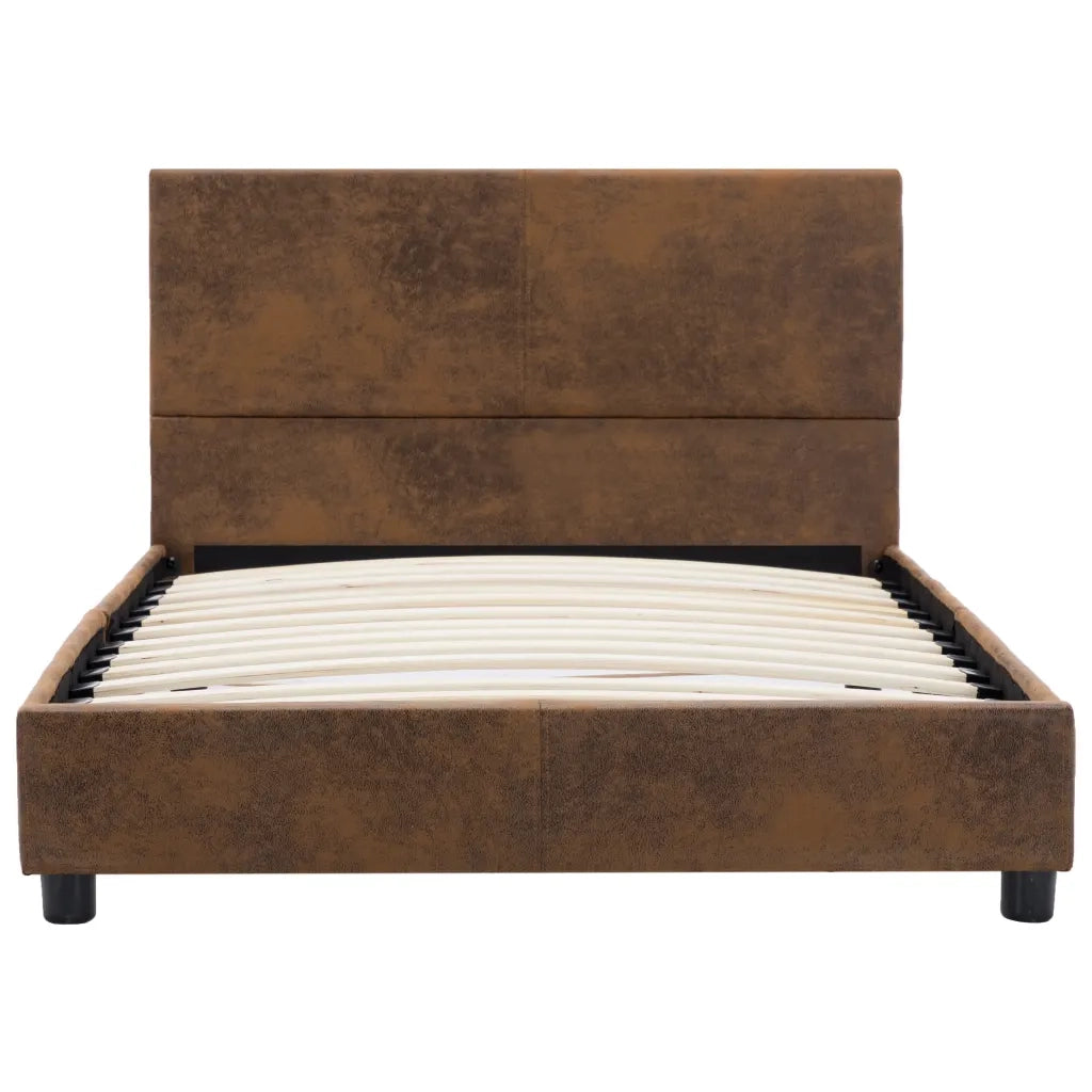 Giroletto-Struttura Letto Marrone in Similpelle Scamosciata 100x200 cm
