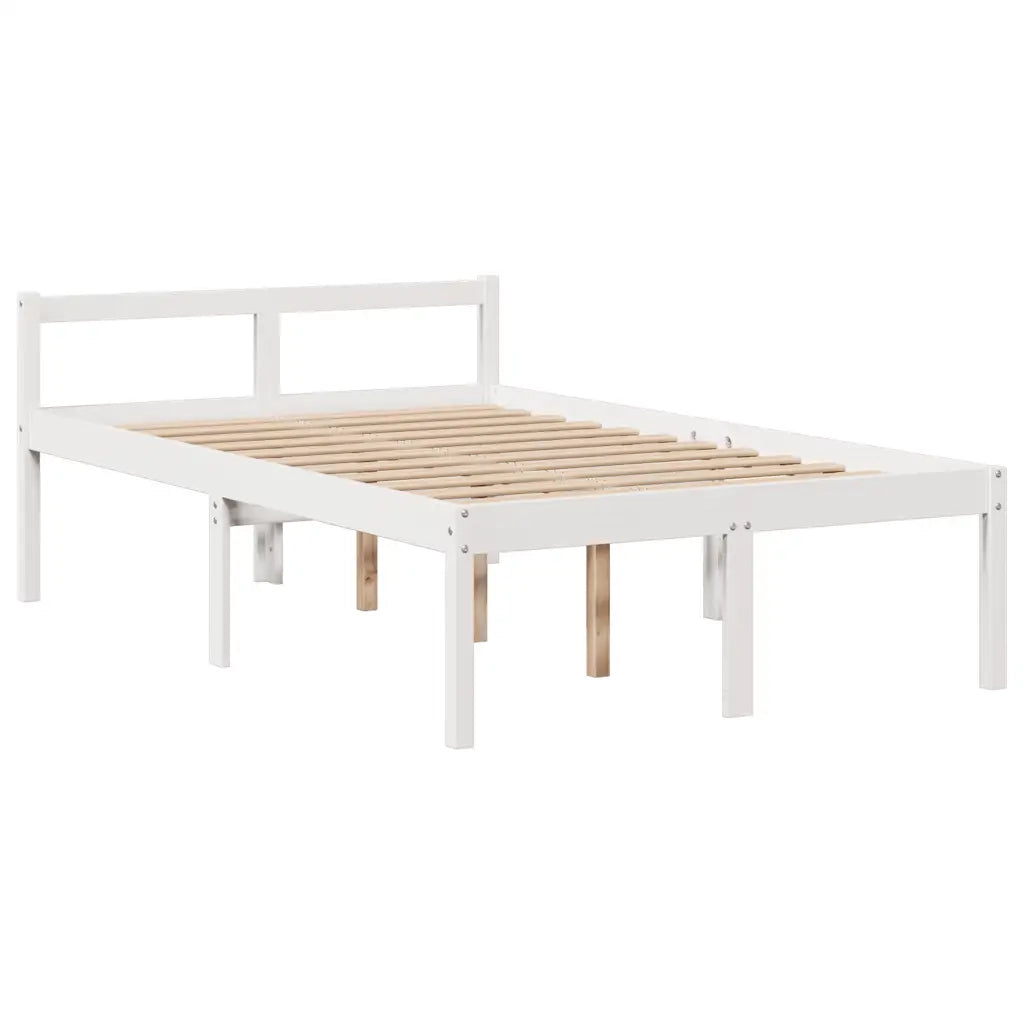 Letto Libreria senza Materasso-Struttura Letto con contenitore Bianco 135x190 cm Legno di Pino 195234