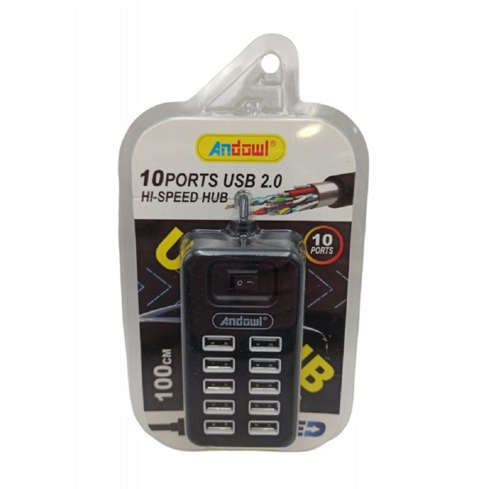 Trade Shop - Hub Usb 2.0 Alta Velocità Estensore A 10 Porte Usb Computer Cavo 100cm Q-hu801 -