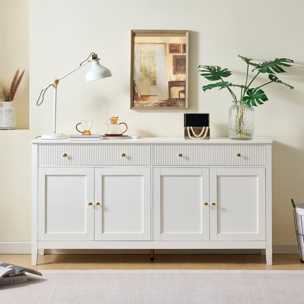 Credenza bianca 160 cm con 2 cassetti e 4 ante