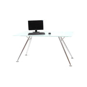Scrivania bianca con piano in vetro tempetato cm 150x80x76h