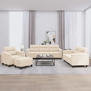 vidaXL Set Divani 4 pz con Cuscini Beige in Tessuto Microfibra