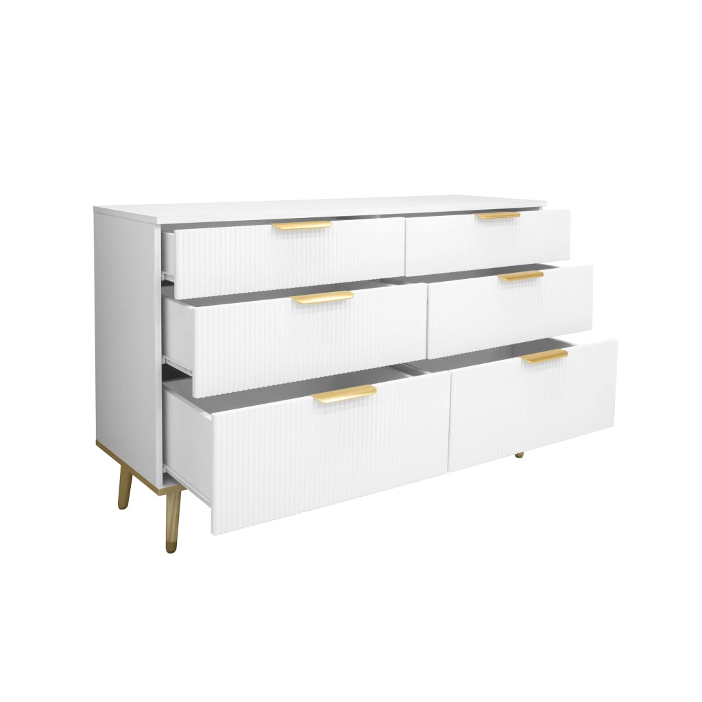 Chest 6 cassetti moderna - Zephmum- Gambe in legno look