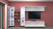 Parete attrezzata bianca pensile mobile TV sospeso libreria 2 vetrine Kary WH