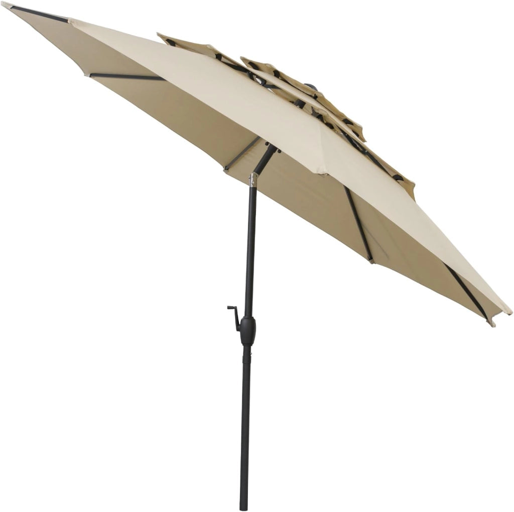 φ3 m Ombrellone da giardino, Tripla baldacchino, Ombrellone inclinabile, Angolo regolabile, Ombrellone da esterno, protezione solare, per terrazza, balcone, altezza di 240 cm