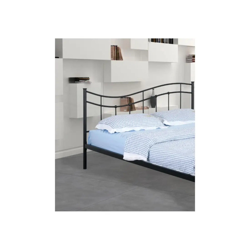 Letto ODETTE 140x200 cm – Metallo nero – Rete inclusa – Eleganza e robustezza