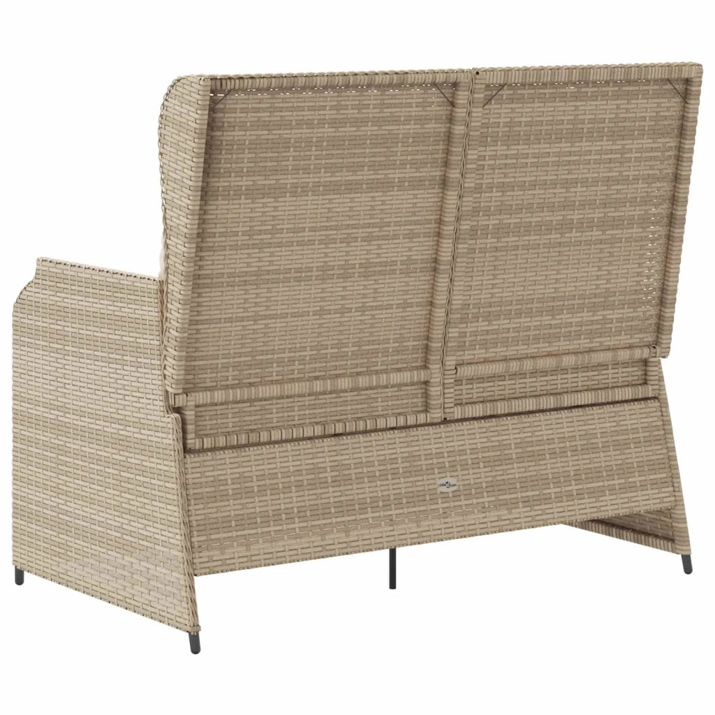 Panchina da Giardino | Panca da Giardino con cuscino Nero e Bianco Crema polyrattan