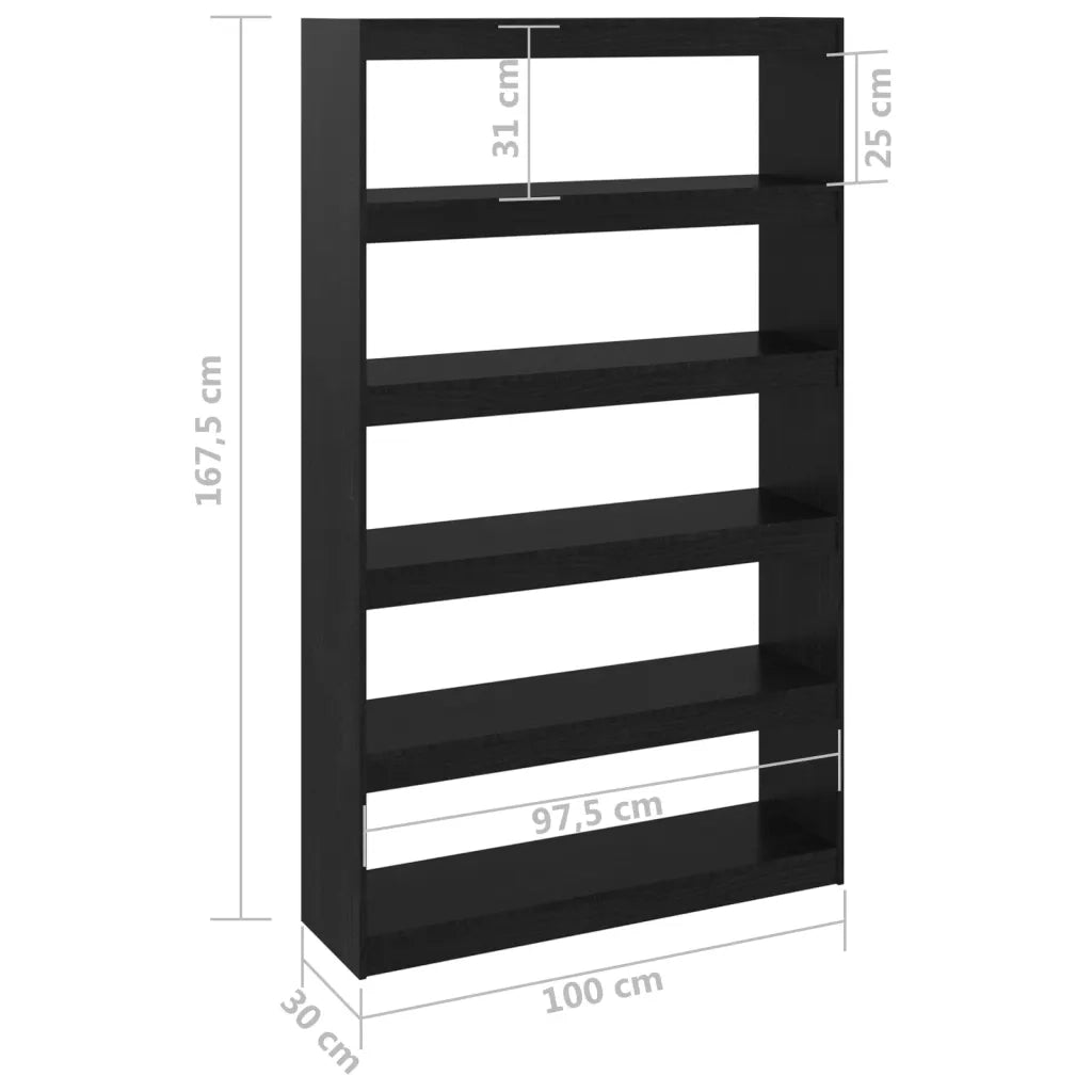 Libreria/Divisorio Nero 100x30x167,5 cm in Legno di Pino 808227
