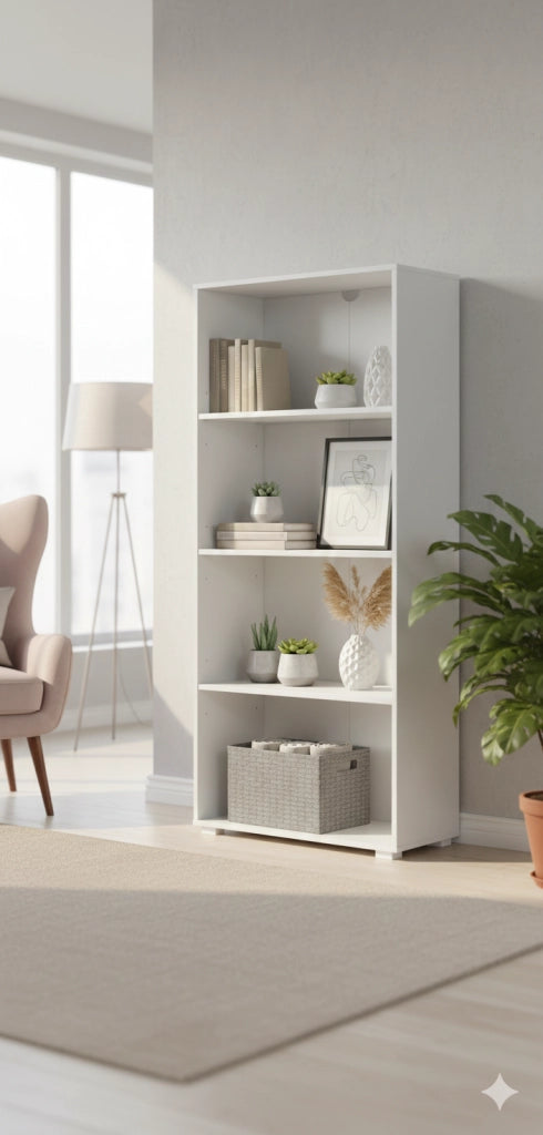Libreria 4 Ripiani 60x30x130 cm in MDF Bianco