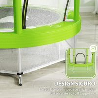 Tappeto Elastico per Bambini 3-6 Anni Ø140x190 cm con Rete di Sicurezza Verde