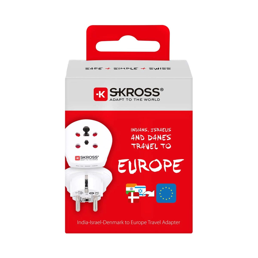 Adattatore da viaggio per India / Israele / Danimarca verso l'Europa 16A Bianco Skross