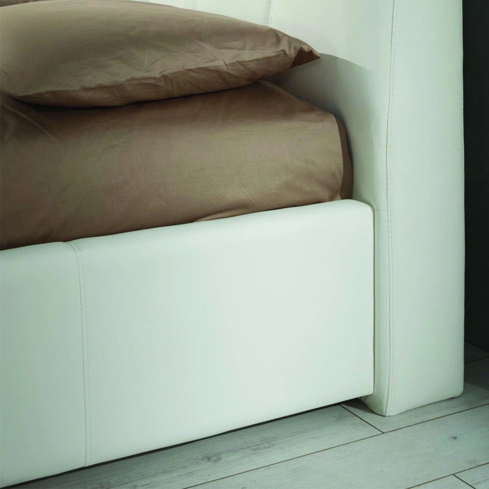 Letto matrimoniale con contenitore Melia ecopelle colore bianco