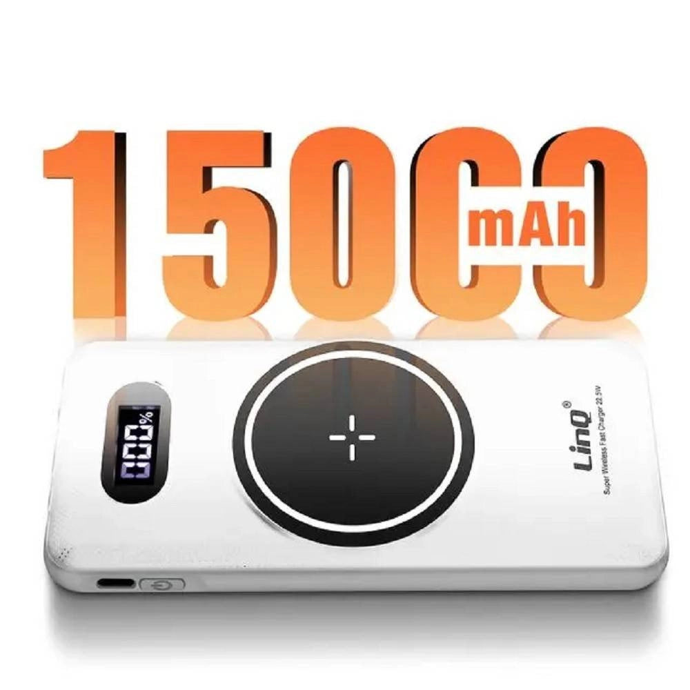 Trade Shop - Powerbank Da 15000 Mah Con Ricarica Wireless Rapida Usb / Usb-c Con Cavi Tt15808 -