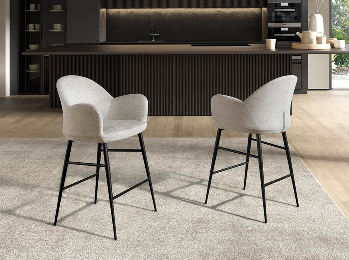 Sgabello in tessuto grigio chiaro