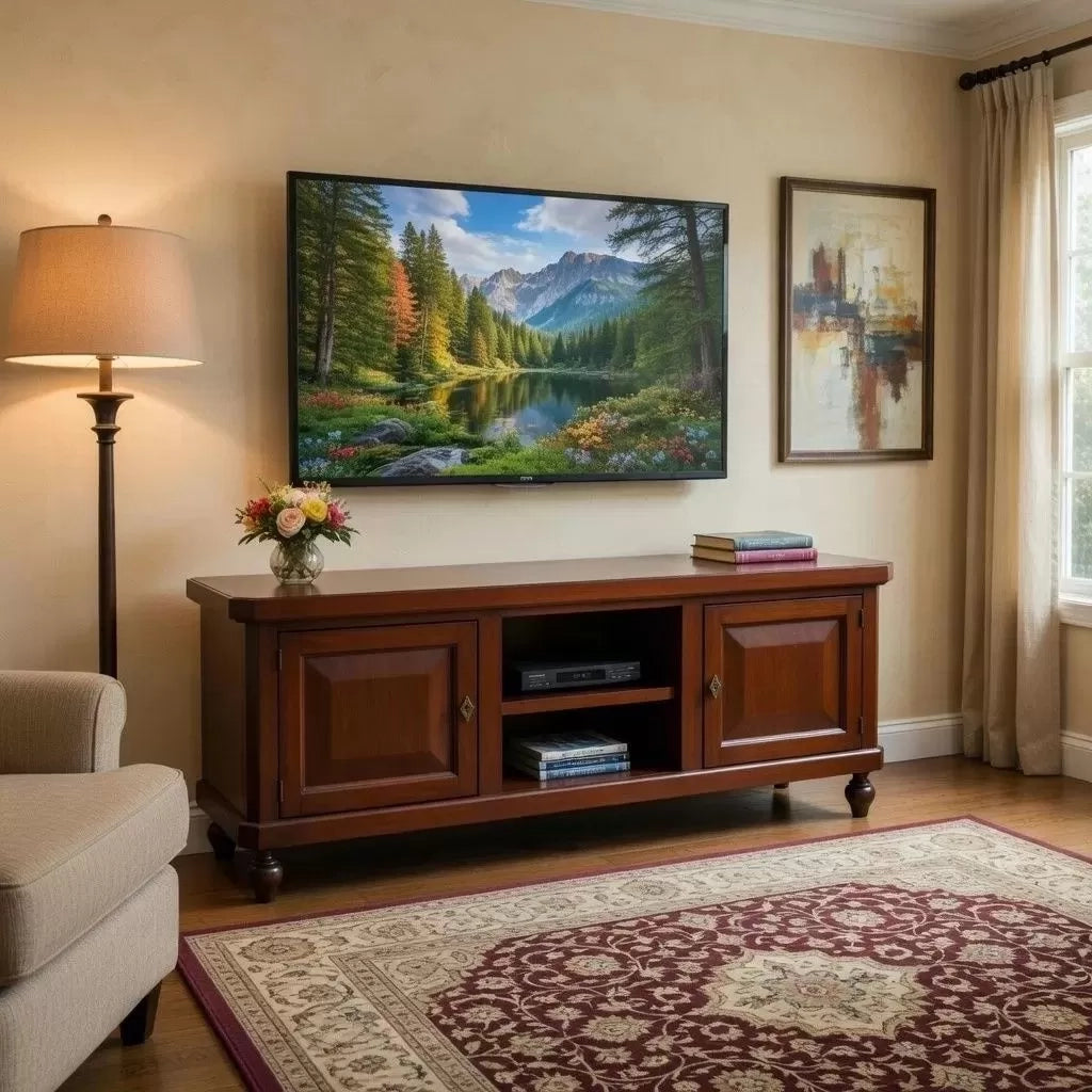Porta tv in legno arte povera 2 ante noce scuro 150x43x56 - Mobili 2G