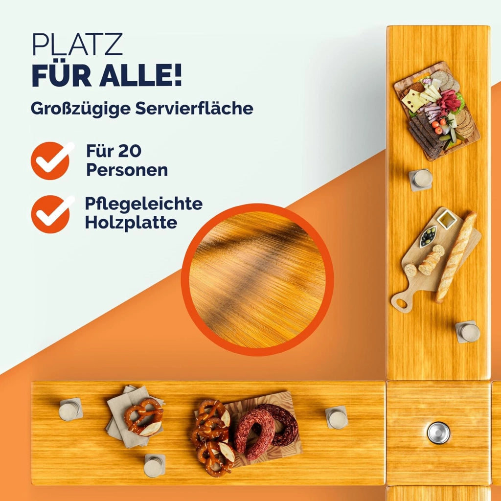 Tavolo Quattro XXL Alto Set Birreria 20 Persone con Supporto Ombrellone Pieghevole Legno Fiere