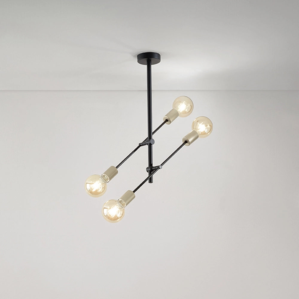 Plafoniera Industrial-Minimal-Nordico Vector Metallo Nero 4 Luci E27