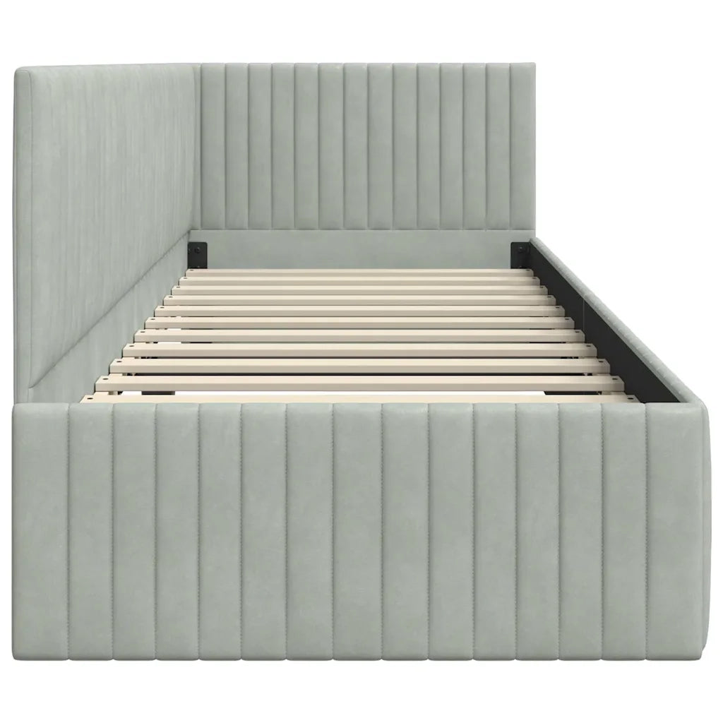 Letto singolo | Letto per adulti | Cornice del letto ad angolo Grigio chiaro 80 cm x 200 cm