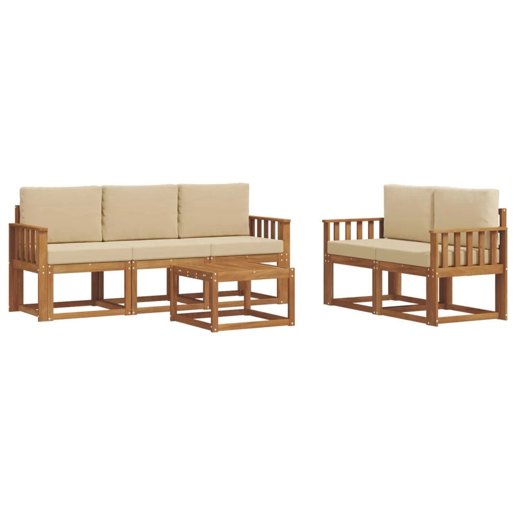 Set di divani da esterno con cuscino 6 pcs Naturale e Beige 3366006