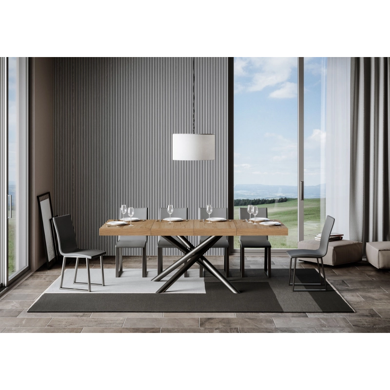Tavolo allungabile 90x130/234 cm Famas Premium telaio Antracite - Quercia Natura