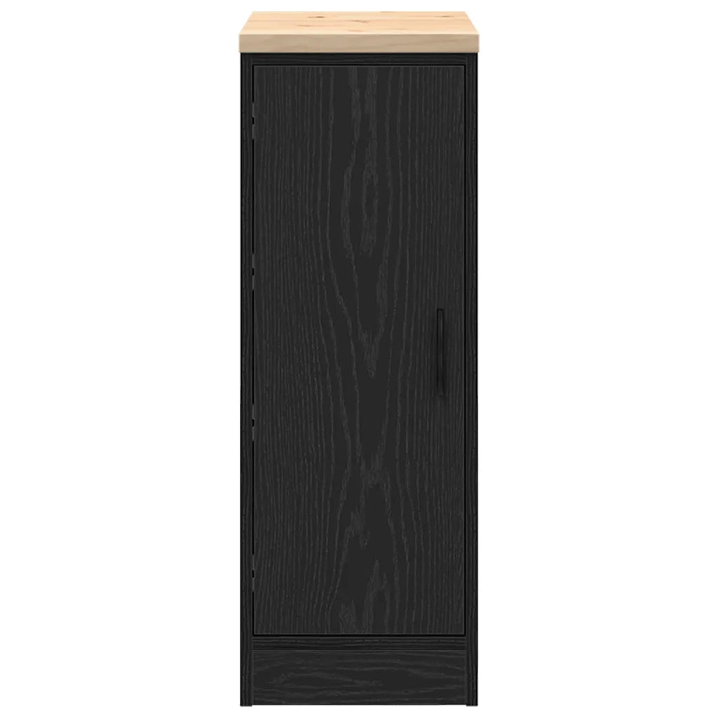 Armadietto da Garage Nero 30x51x85 cm in Legno Massello di Pino