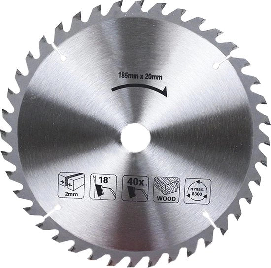 Lama circolare per sega 185 mm - Lama in acciaio duro - 40T/60T - Adatto per legno/acciaio - Alta velocità di taglio - Materiale duraturo