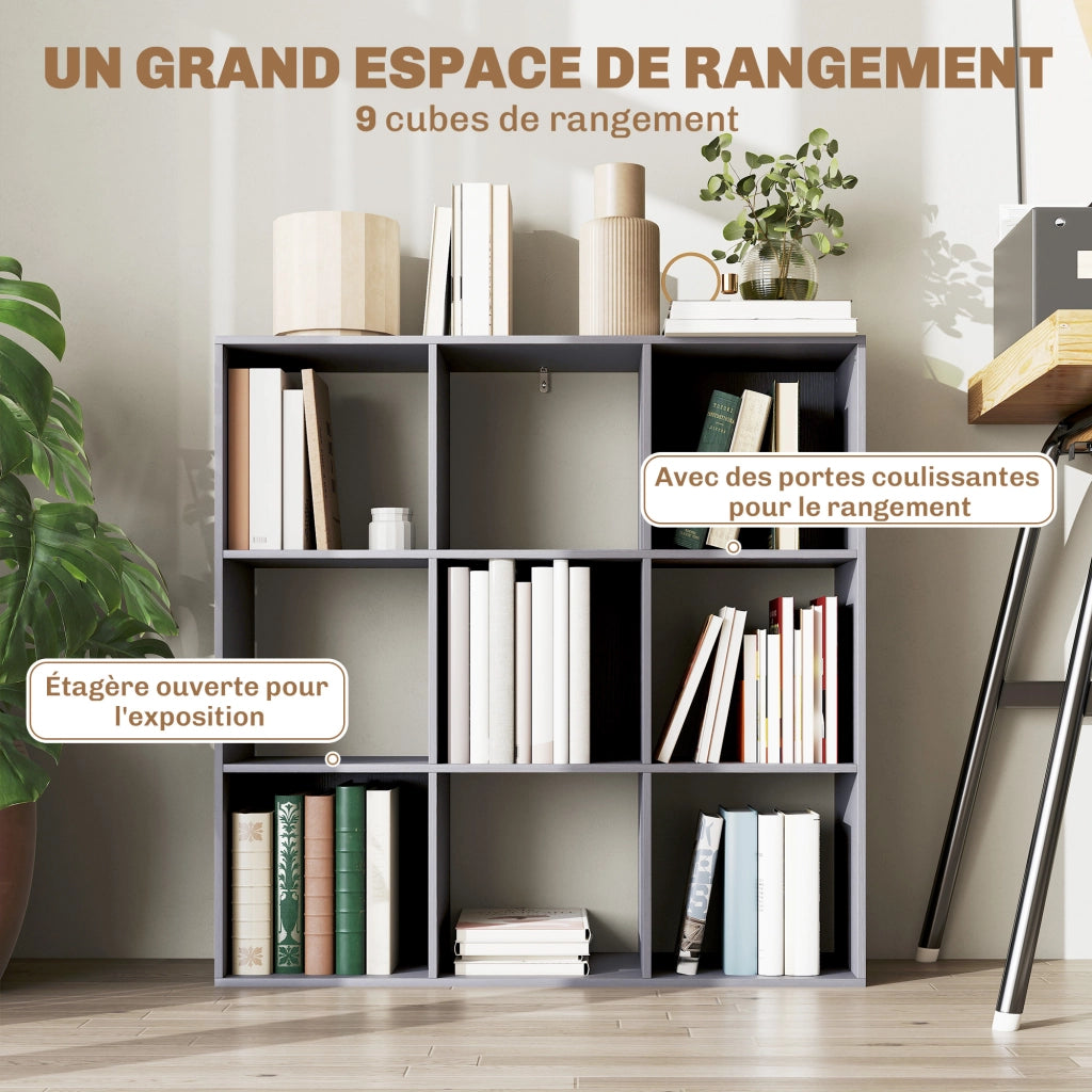 Libreria 9 Scomparti Grigio ¨C Zephmum ¨C 91x29.5x91