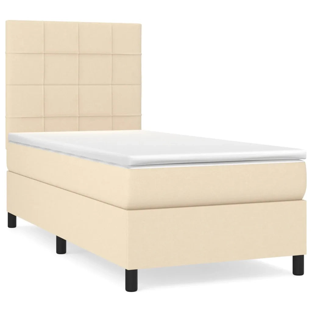 Giroletto a Molle con Materasso Crema 100x200 cm in Tessuto 3141758