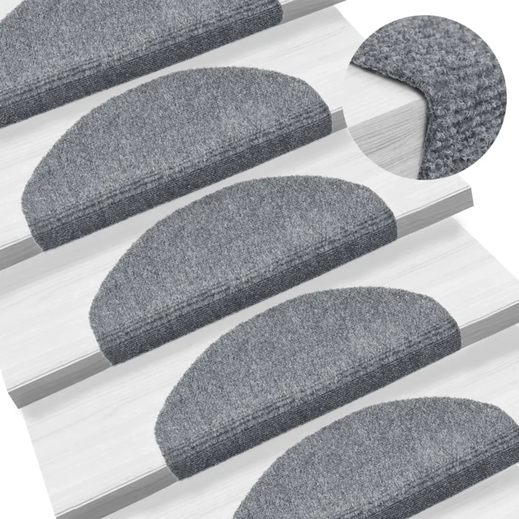 Tappetini per scale autoadesivi 15 pz 65x21x4 cm Grigio chiaro Semicircolari Grandi 132699