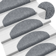 Tappetini per scale autoadesivi 15 pz 65x21x4 cm Grigio chiaro Semicircolari Grandi 132699