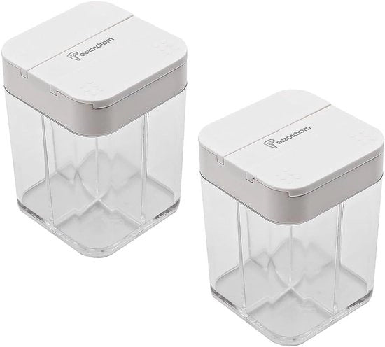 Set di contenitori per spezie in plastica con coperchio - Bianco - 2 pezzi