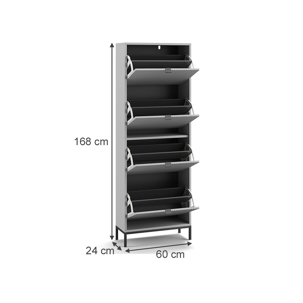Vicco Scarpiera da ingresso Grigio 60 x 168 cm con 4 cassetti pieghevoli