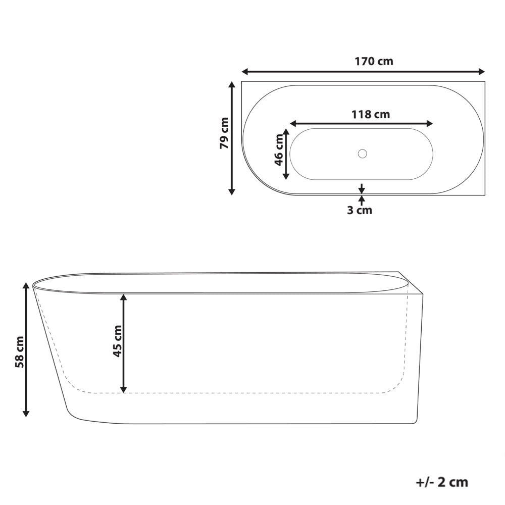 Vasca da bagno angolare 170 x 79 cm bianco opaco in stile moderno lato sinistro