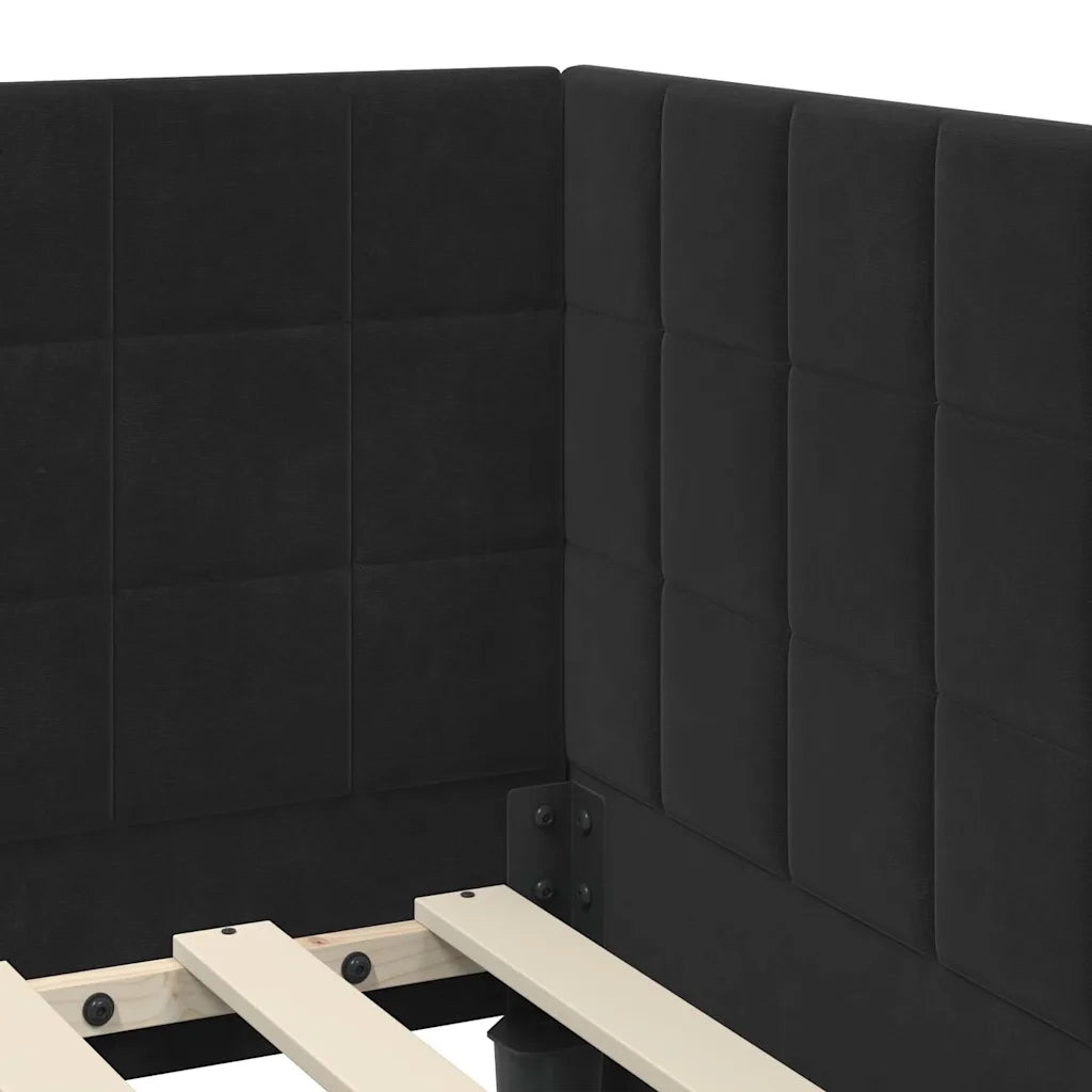 Struttura Letto Angolare con Materasso 2 pcs Nero Velluto