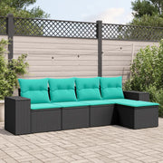 Salotto da Giardino-Set Divani da Giardino 5 pz con Cuscini Nero in Polyrattan 509677