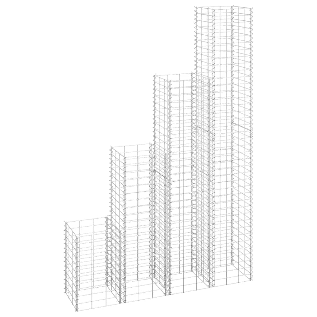 Gabbioni per aiuole rialzate set da 4 30 x 30 x 50/100/150/200 cm ferro argento 02_0039948