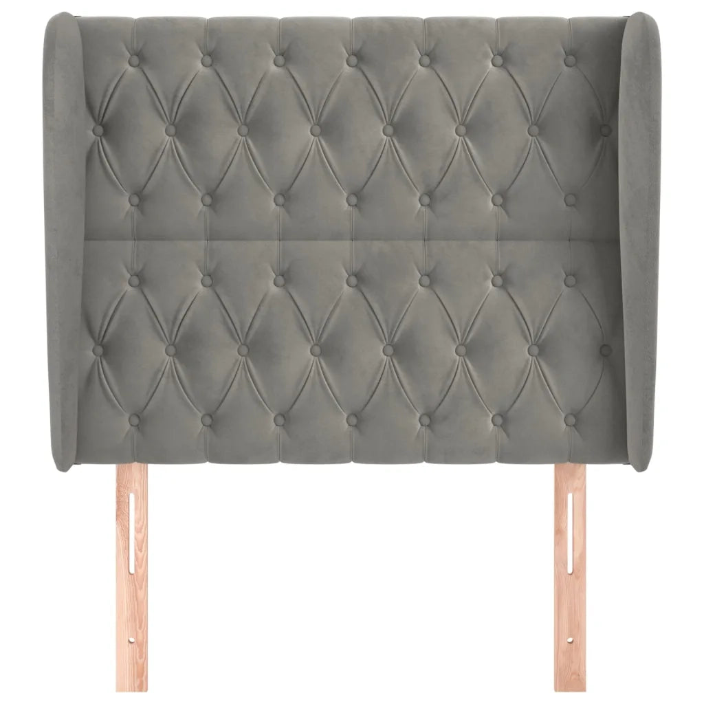 Testiera | Testata ad Orecchio Grigio Chiaro 103x23x118/128 cm in Velluto