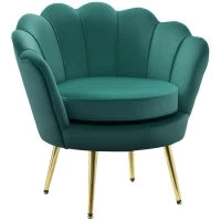 Poltrona Vintage di Design in Velluto Verde Poltroncina da Camera