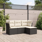 Set Divani da Giardino 4 pz con Cuscini Nero in Polyrattancod mxl 92162