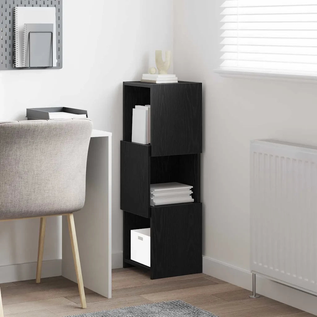 Mobile angolare 30,5x30x95cm Legno ingegnerizzato Rovere Nero 889830