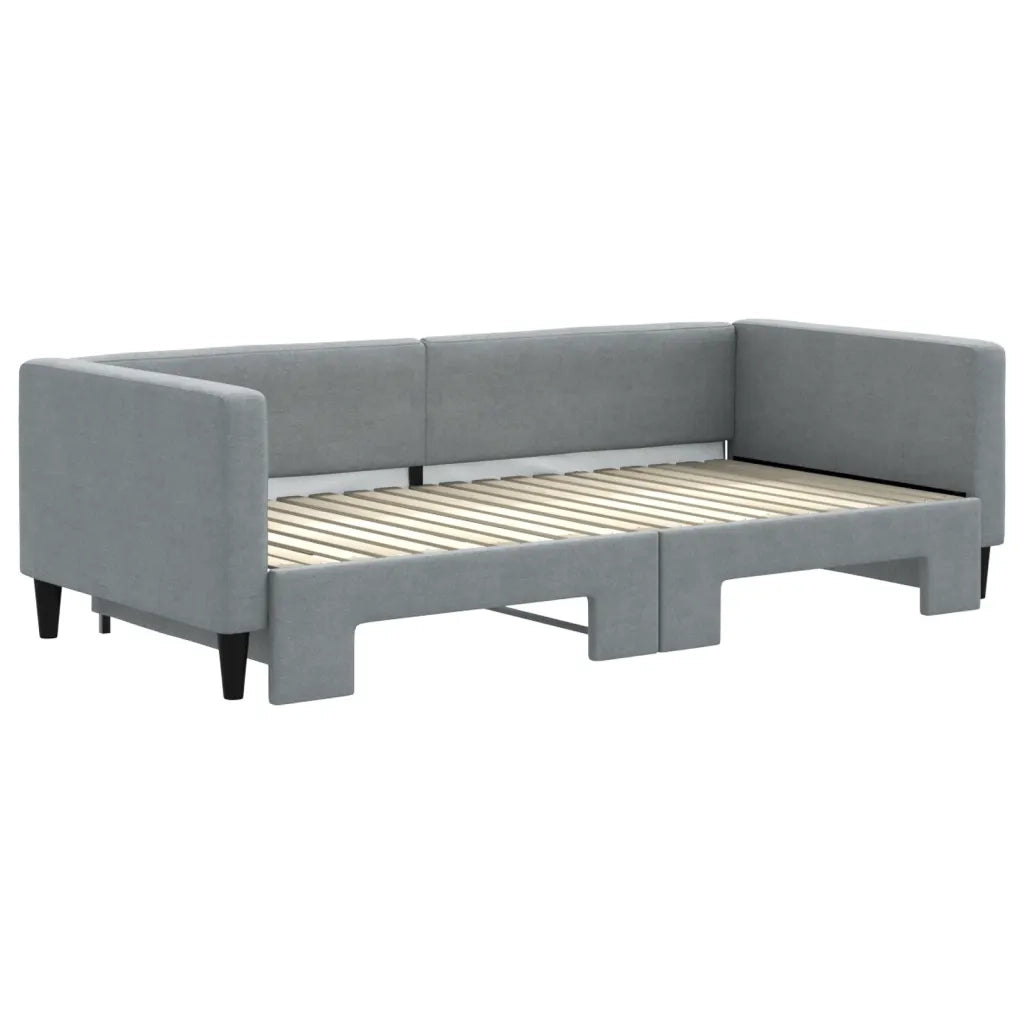 Divano Letto con Letto Estraibile Grigio Chiaro 100x190 Tessuto 3196655