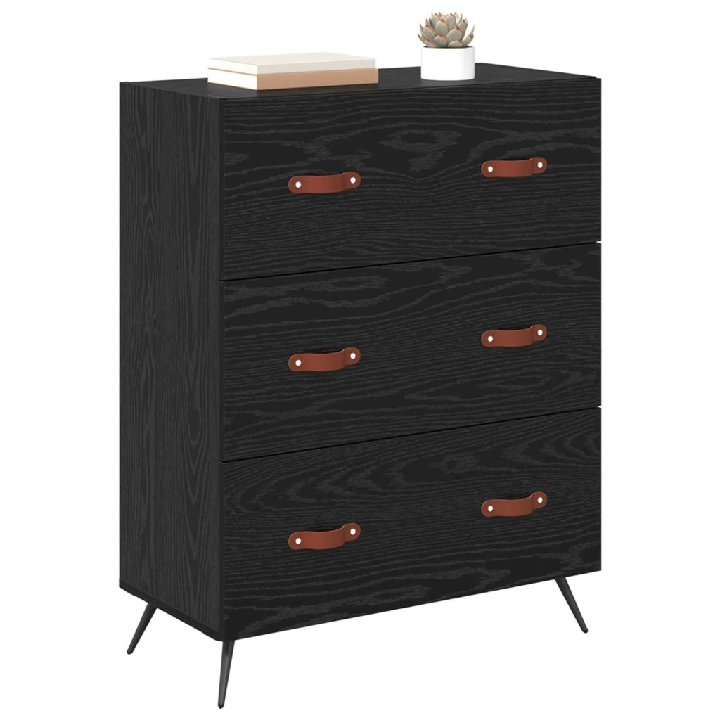 Cassettiera Rovere Nero 69,5 x 34 x 90 cm Legno ingegnerizzato