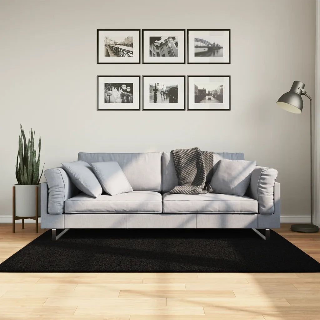 Tappeto a Pelo Corto HUARTE Morbido e Lavabile Nero 120x170cm 375114