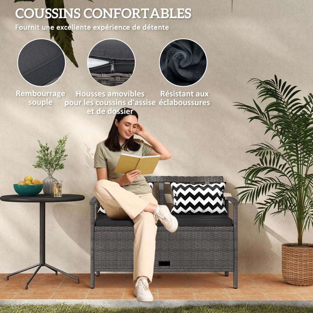 Banc da giardino con seduta e contenitore 2 posti ¨C Minimal ¨C 112x62x82 cm grigio